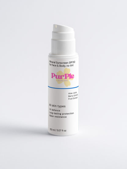 Mineral Sunscreen SPF30 for Face & Body, no tint